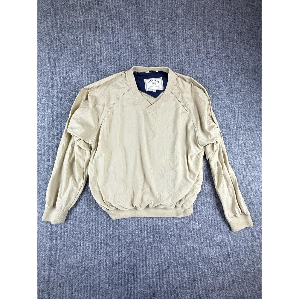 Aberdeen Collection Jacket Mens Large Beige V Neck Pullover Lined Windbreaker